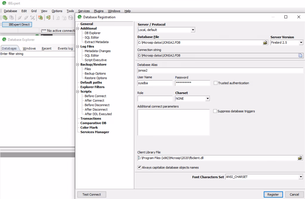 ¿Cómo conectarse a una base de datos en Firebird?