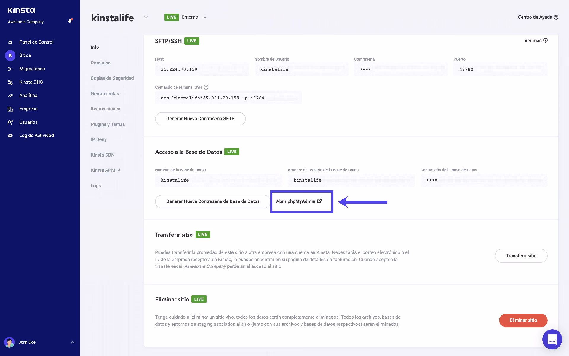 ¿Cómo puedo acceder a la base de datos de WordPress?