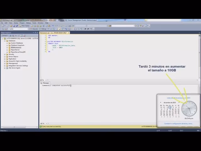 ¿Cómo puedo aumentar el espacio en una base de datos SQL Server?