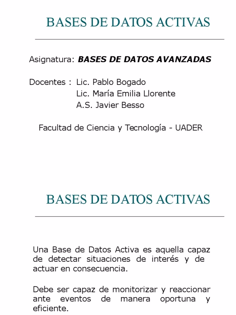 ¿Qué es una base de datos activa?
