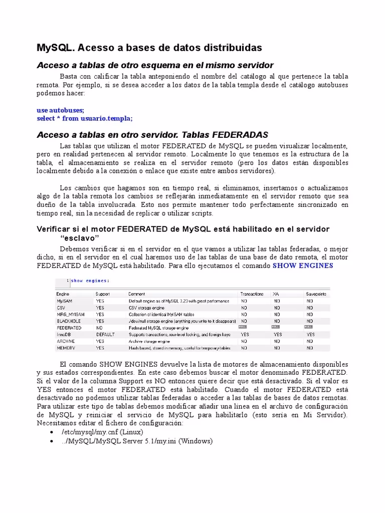 ¿Cómo habilito MySQL federado?
