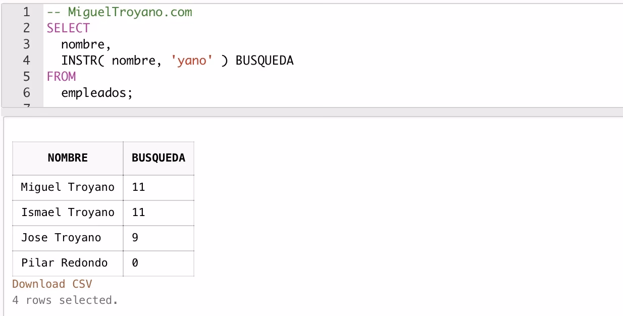 ¿Cómo puedo buscar texto en una cadena en Oracle?