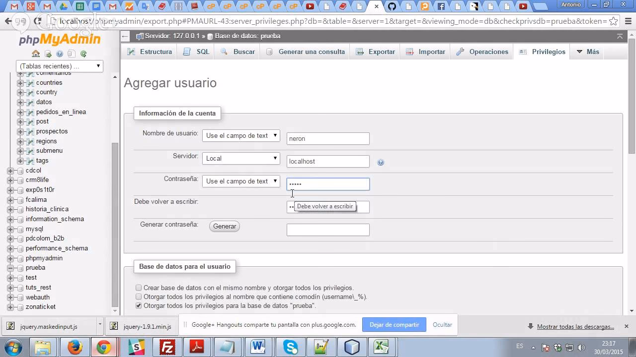 ¿Cómo puedo cambiar la contraseña de una base de datos MySQL?