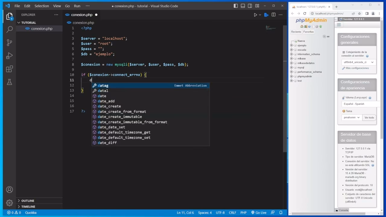 ¿Cómo conectar el código de Visual Studio a la base de datos MySQL?