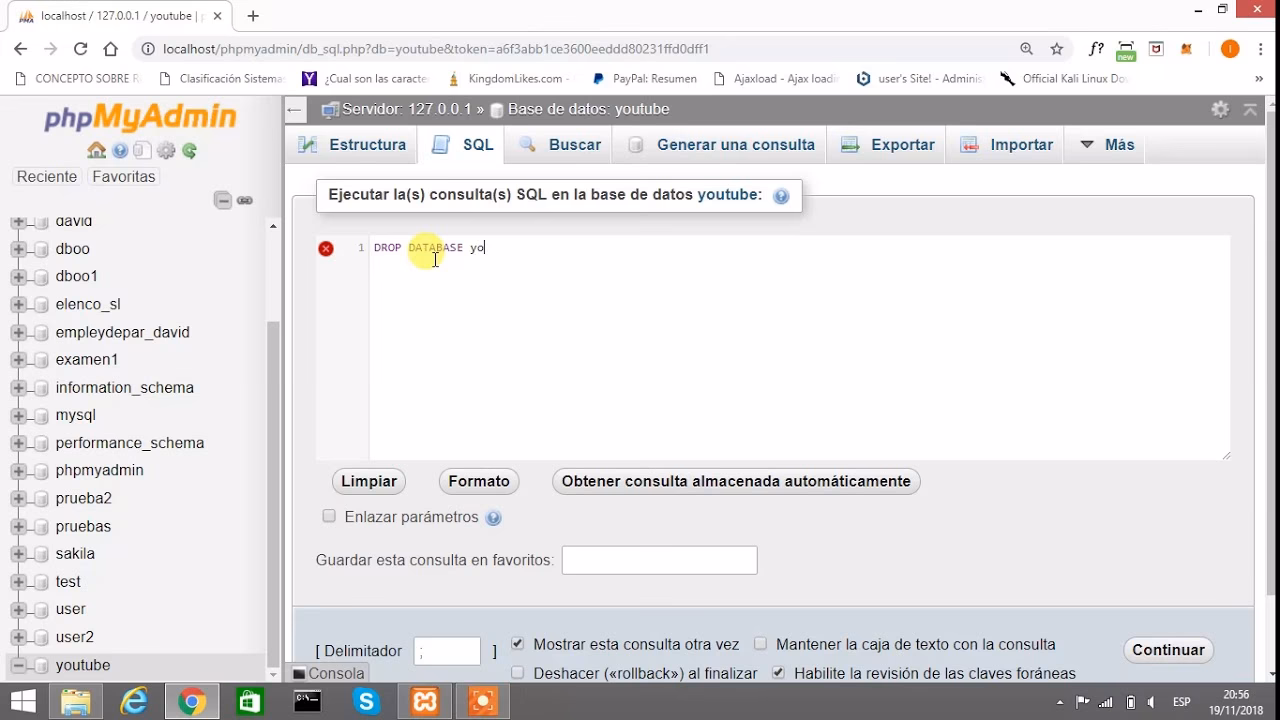 ¿Cómo puedo eliminar una base de datos?