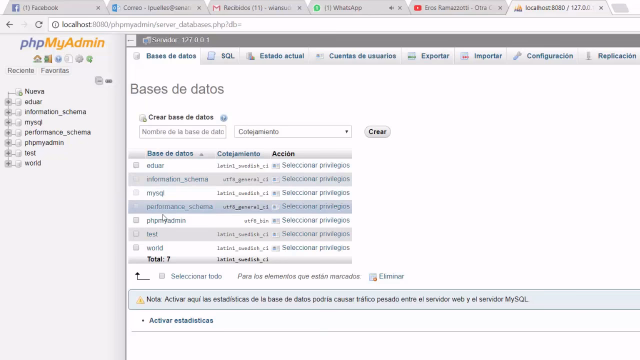 ¿Cómo puedo eliminar una base de datos en phpMyAdmin?