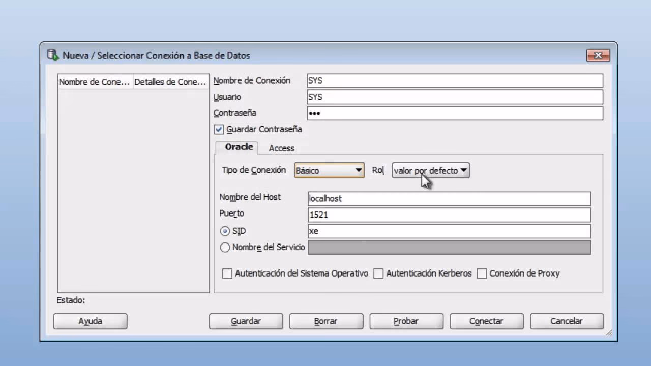 ¿Cómo conectarse a una base de datos de Oracle?