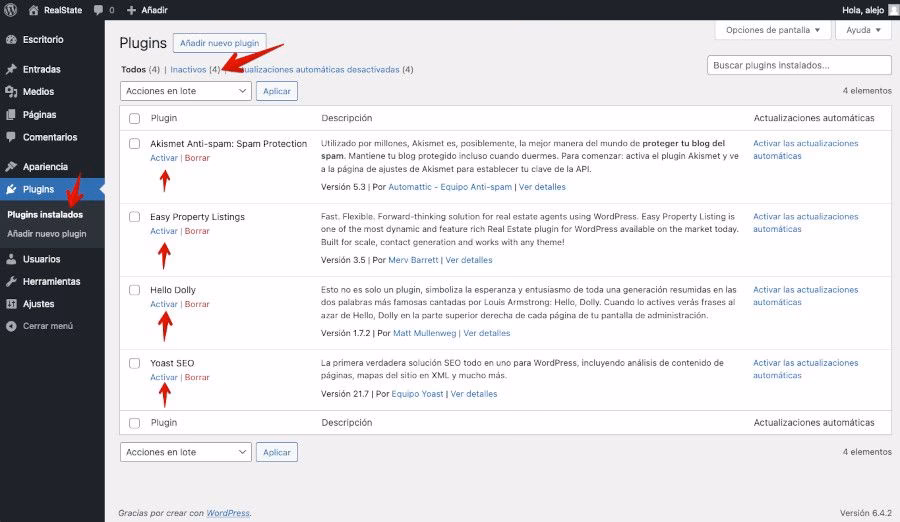 ¿Cómo puedo desactivar todos los plugins de WordPress desde la base de datos?