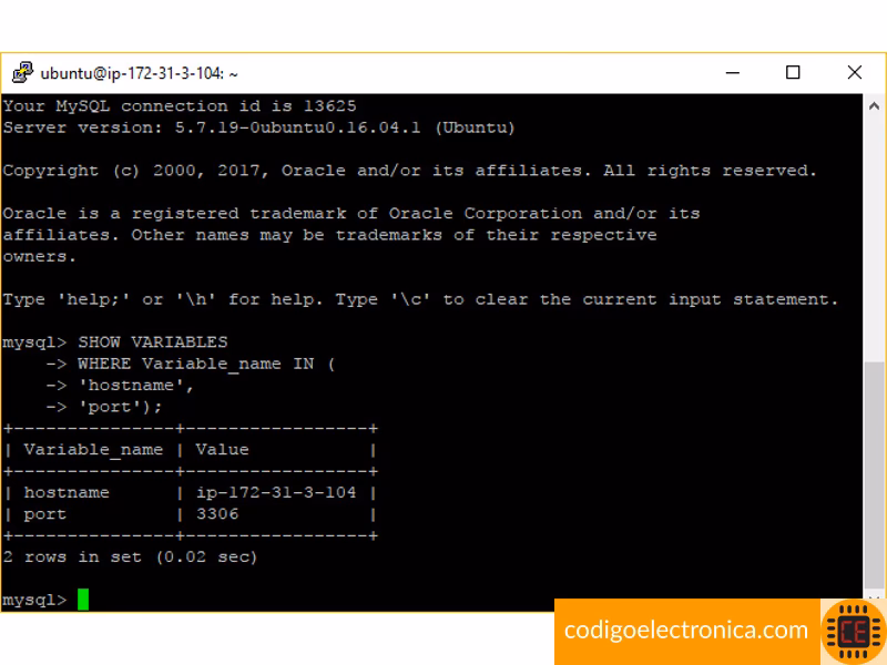 ¿Cuál es el número de puerto de la base de datos MySQL?