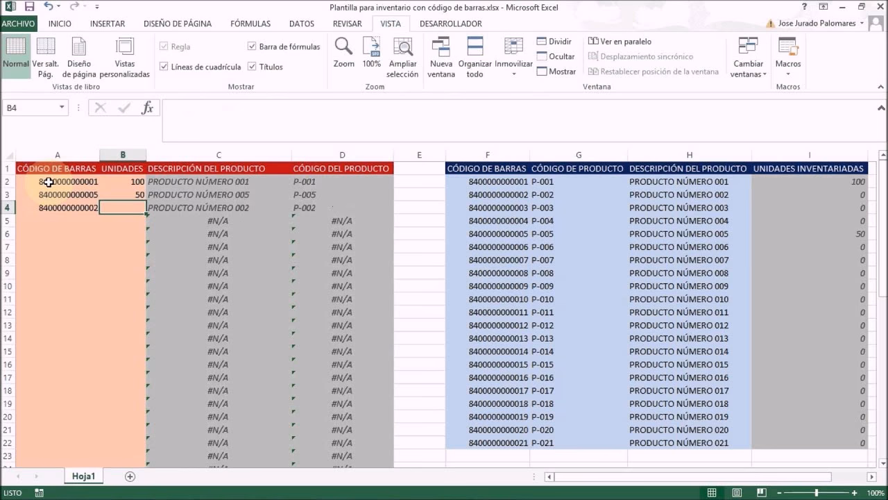¿Cómo hacer inventario de código de barras en Excel?