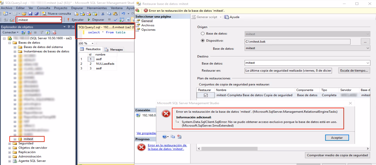 ¿Cómo eliminar una base de datos en SQL Server Management Studio?